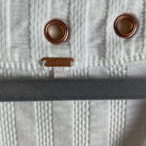 Free People Ice Cold Lace Up Ribbed Top White Size Medium - Picture 6 of 8